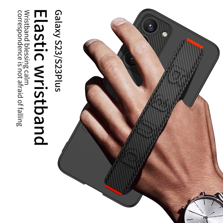 For Samsung Galaxy S23 5G GKK Ultra-thin Wristband Shockproof Phone Case with Holder(Carbon Fibre) - Galaxy S23 5G Cases by GKK | Online Shopping South Africa | PMC Jewellery