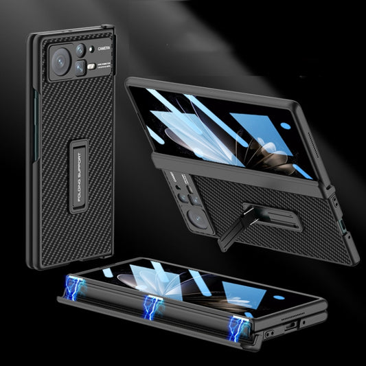 For Xiaomi Mix Fold 2 GKK Magnetic Hinge Flip Leather Phone Case with Holder(Carbon Fibre) - Xiaomi Cases by GKK | Online Shopping South Africa | PMC Jewellery | Buy Now Pay Later Mobicred