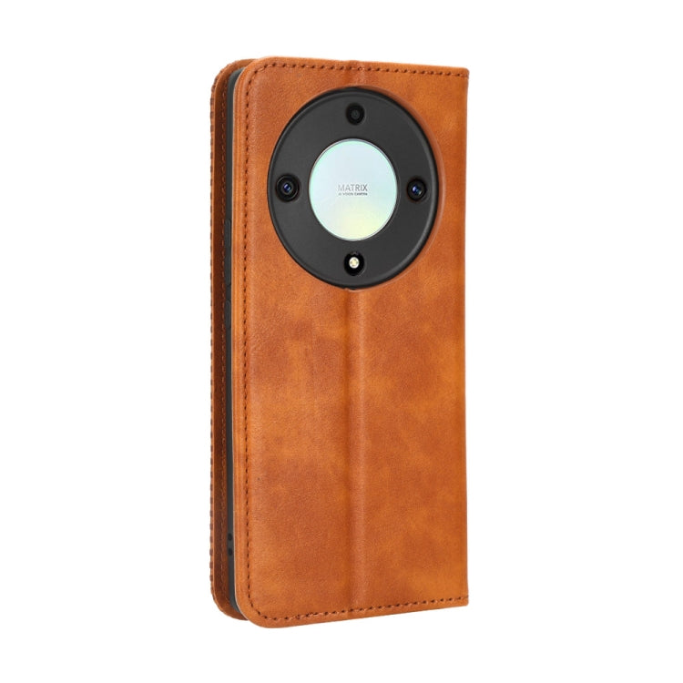 For Honor X9A / X40 / Magic5 Lite 5G Magnetic Buckle Retro Texture Leather Phone Case(Brown) - Honor Cases by PMC Jewellery | Online Shopping South Africa | PMC Jewellery