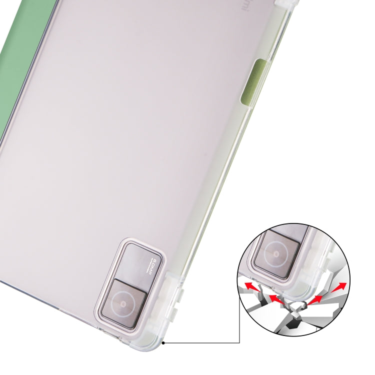 For Xiaomi Redmi Pad 10.61 3-folding Transparent TPU Smart Leather Tablet Case with Pen slot(Matcha Green) -  by PMC Jewellery | Online Shopping South Africa | PMC Jewellery