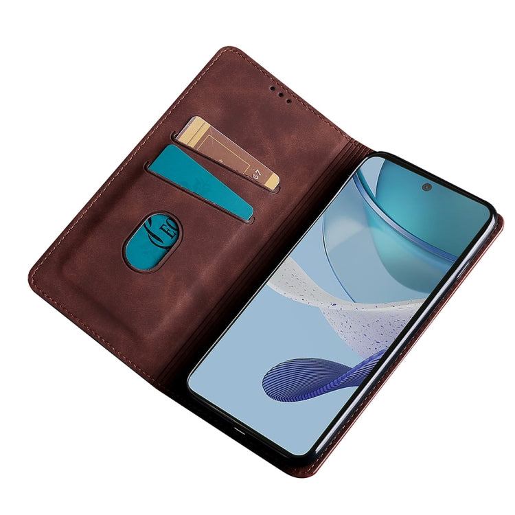 For OnePlus Ace 2/11R Skin Feel Magnetic Horizontal Flip Leather Phone Case(Dark Brown) - OnePlus Cases by PMC Jewellery | Online Shopping South Africa | PMC Jewellery