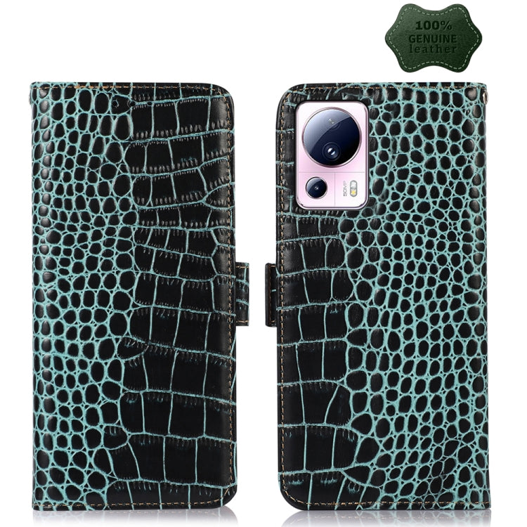 For Xiaomi 13 Lite / Civi 2 Crocodile Top Layer Cowhide Leather Phone Case(Green) - 13 Lite Cases by PMC TechLife | Online Shopping South Africa | PMC TechLife