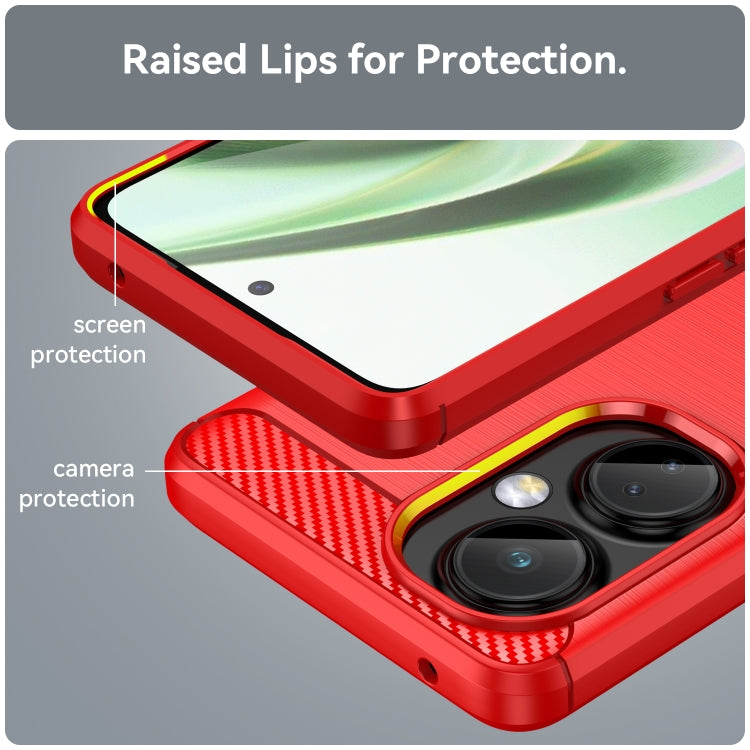 For OnePlus Nord CE 3 Brushed Texture Carbon Fiber TPU Phone Case(Red) - OnePlus Cases by PMC Jewellery | Online Shopping South Africa | PMC Jewellery