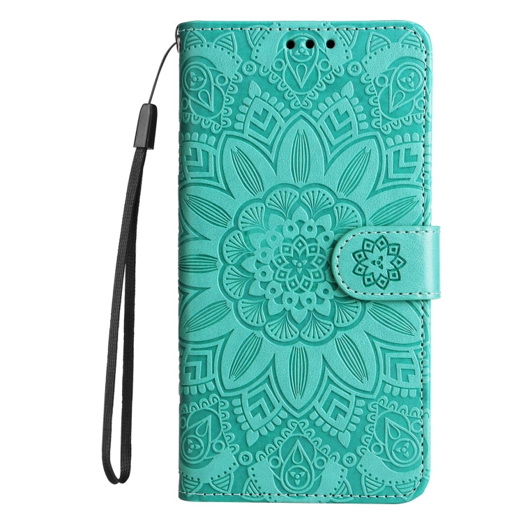 For Honor X8a Embossed Sunflower Leather Phone Case(Green) - Honor Cases by PMC TechLife | Online Shopping South Africa | PMC TechLife | Buy Now Pay Later Mobicred