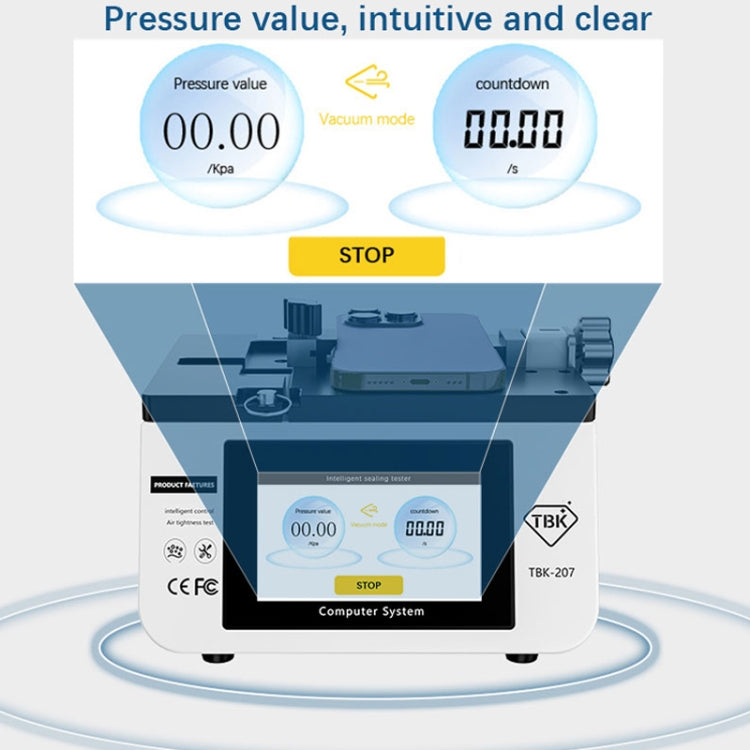 TBK-207 Portable Intelligent Air Tightness Detector Built-in Vacuum Pump(UK Plug) - Test Tools by TBK | Online Shopping South Africa | PMC Jewellery | Buy Now Pay Later Mobicred