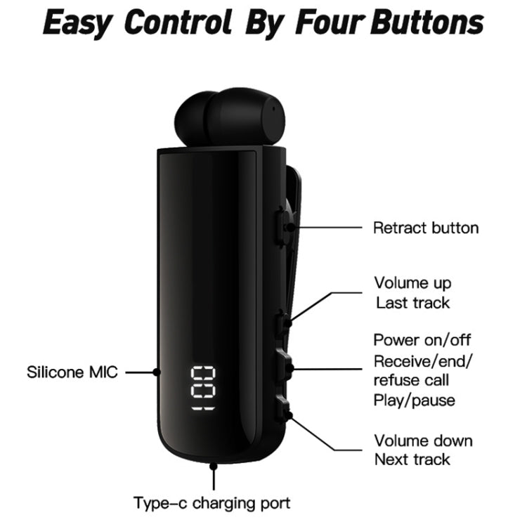 Fineblue F901 Waterproof Lavalier Earphone for Driving and Riding(Black) - Bluetooth Earphone by Fineblue | Online Shopping South Africa | PMC TechLife | Buy Now Pay Later Mobicred