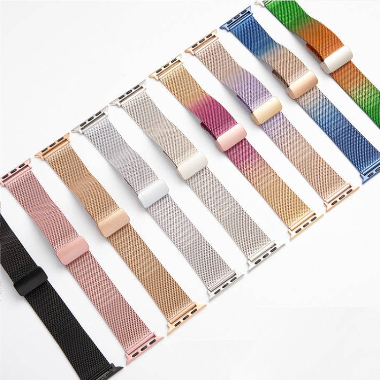 Milan Fold Buckle Metal Watch Band For Apple Watch Ultra 49mm / Series 8&7 45mm / SE 2&6&SE&5&4 44mm / 3&2&1 42mm (Orange Green) - Watch Bands by PMC Jewellery | Online Shopping South Africa | PMC Jewellery