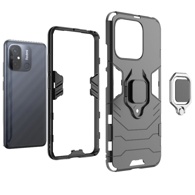 For Xiaomi Redmi 12C Magnetic Ring Holder PC + TPU Phone Case(Black) - Xiaomi Cases by PMC Jewellery | Online Shopping South Africa | PMC Jewellery