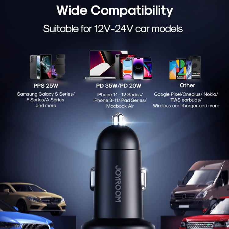 JOYROOM JR-CCD01 53W QC + PD Dual Port Digital Display Car Charger(Black) - Car Charger by JOYROOM | Online Shopping South Africa | PMC Jewellery