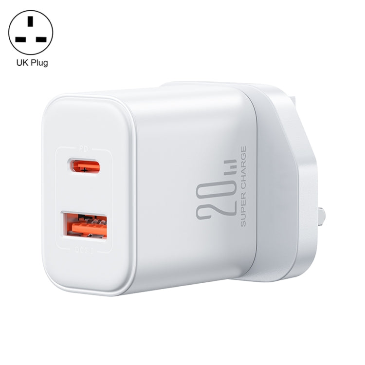 J0YROOM TCF05 20W USB+USB-C/Type-C Fast Charger, Specification:UK Plug(White) - USB Charger by JOYROOM | Online Shopping South Africa | PMC Jewellery