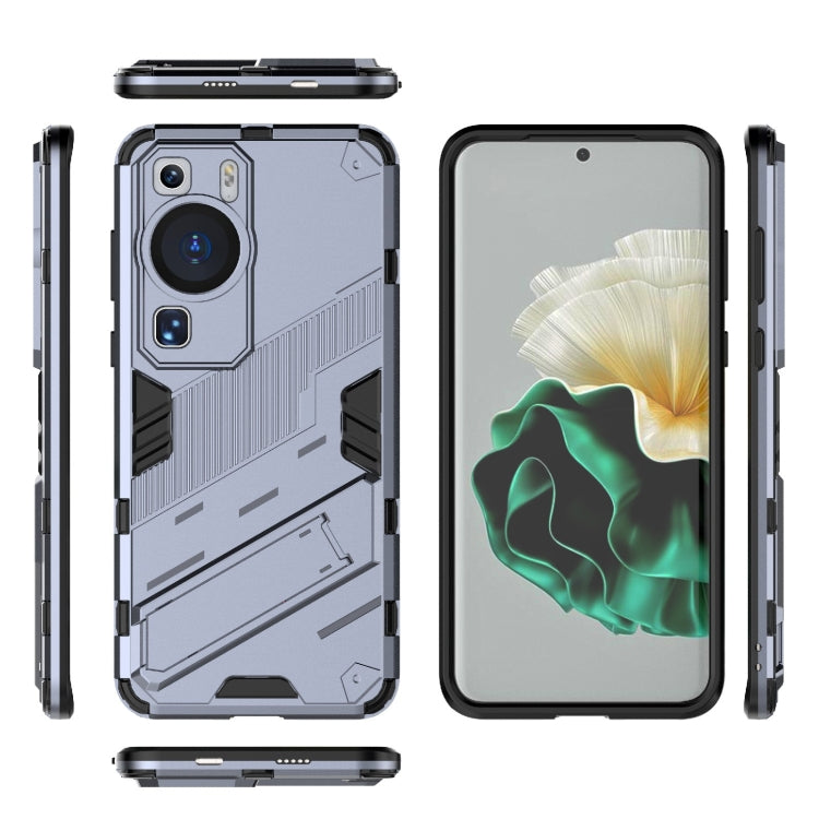 For Huawei P60 Punk Armor 2 in 1 PC + TPU Shockproof Phone Case with Invisible Holder(Grey) - Huawei Cases by PMC Jewellery | Online Shopping South Africa | PMC Jewellery