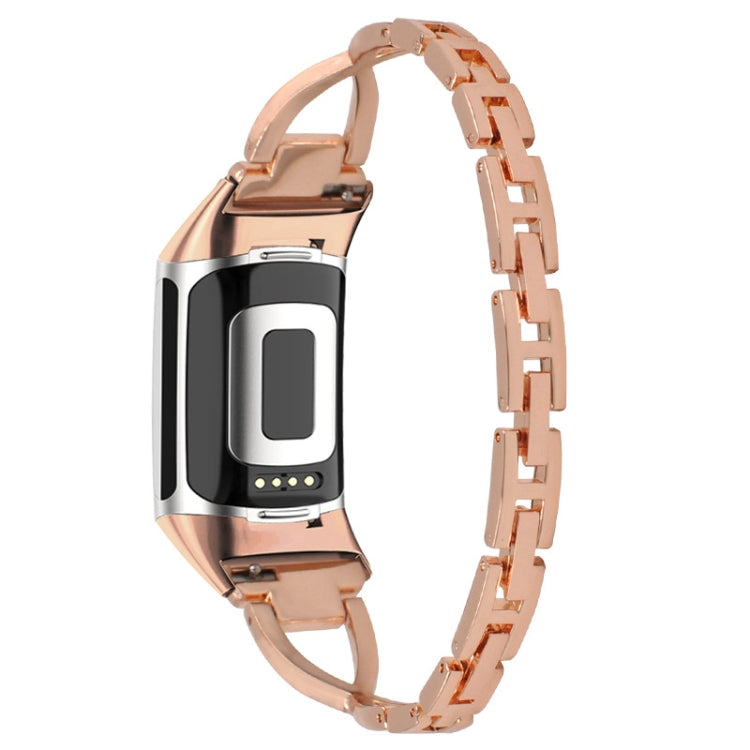 For Fitbit Charge 5 Diamond Metal Watch Band(Rose Gold) -  by PMC Jewellery | Online Shopping South Africa | PMC Jewellery