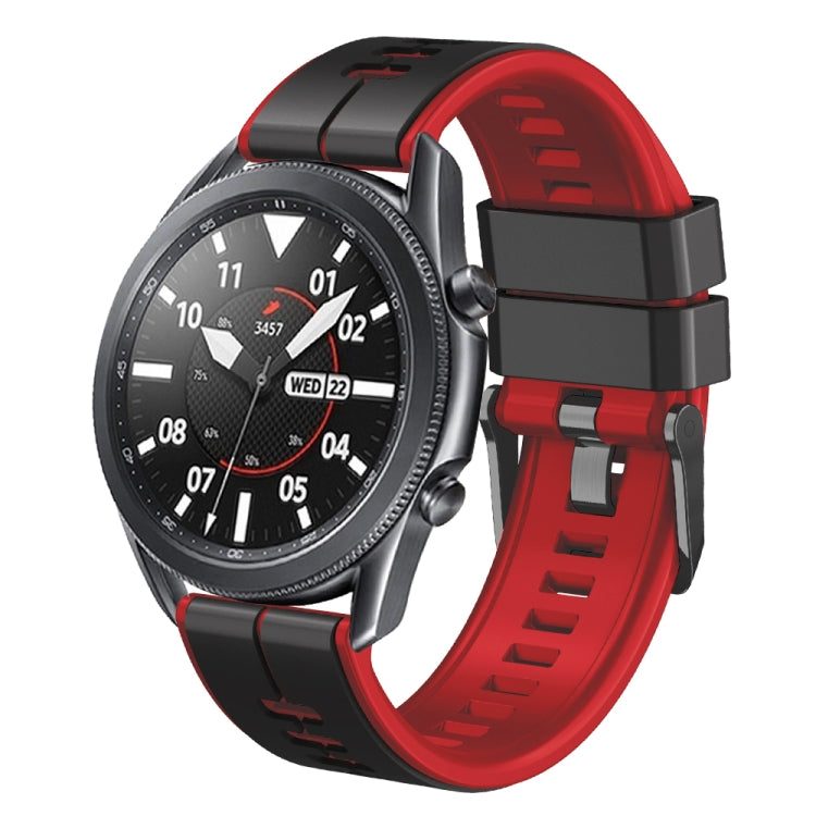 20mm Universal Vertical Line Two-Color Silicone Watch Band(Black+Red) - 20mm Bands by PMC TechLife | Online Shopping South Africa | PMC TechLife | Buy Now Pay Later Mobicred