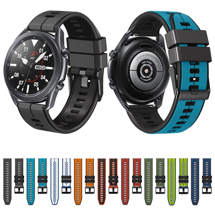 20mm Universal Vertical Line Two-Color Silicone Watch Band(Sky Blue+Black) - Smart Wear by PMC Jewellery | Online Shopping South Africa | PMC Jewellery