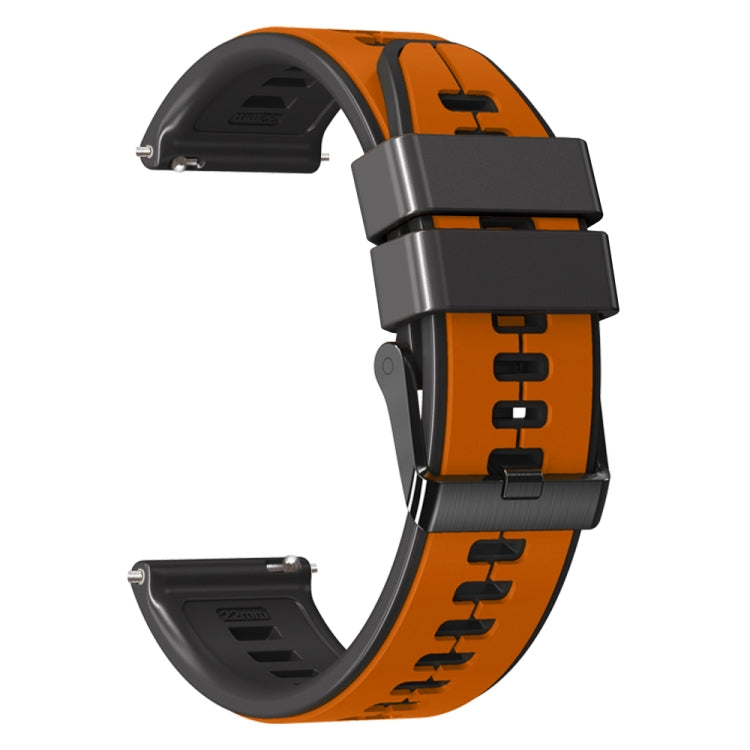 22mm Universal Vertical Line Two-Color Silicone Watch Band(Orange+Black) - Smart Wear by PMC Jewellery | Online Shopping South Africa | PMC Jewellery