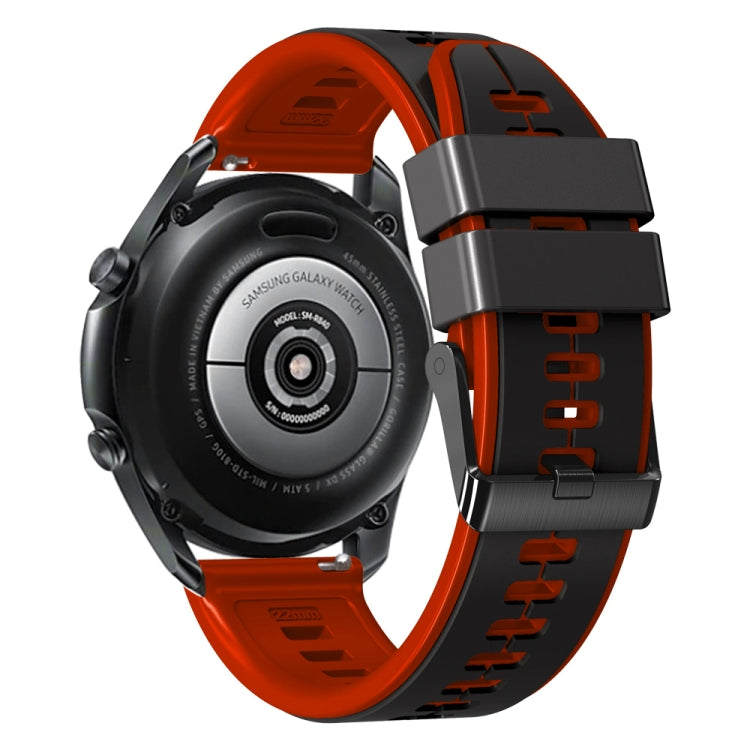 22mm Universal Vertical Line Two-Color Silicone Watch Band(Black+Red) - Smart Wear by PMC TechLife | Online Shopping South Africa | PMC TechLife