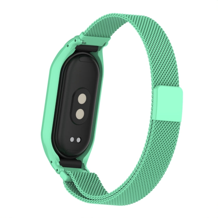 For Xiaomi Mi Band 8 Integrated Metal Case + Milanese Magnetic Watch Band(Blue Sea) - Smart Wear by PMC Jewellery | Online Shopping South Africa | PMC Jewellery