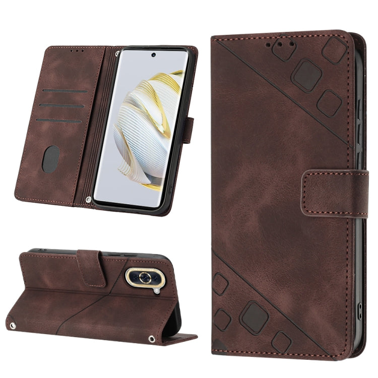 For Huawei nova 10 Skin-feel Embossed Leather Phone Case(Brown) - free shipping - PMC TechLife - Order now!