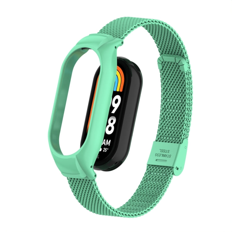 For Xiaomi Mi Band 8 Integrated Metal Case + Steel Mesh Buckle Watch Band(Blue Sea) - Smart Wear by PMC Jewellery | Online Shopping South Africa | PMC Jewellery