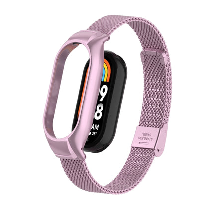 For Xiaomi Mi Band 8 Integrated Metal Case + Steel Mesh Buckle Watch Band(Rose Pink) - Smart Wear by PMC Jewellery | Online Shopping South Africa | PMC Jewellery