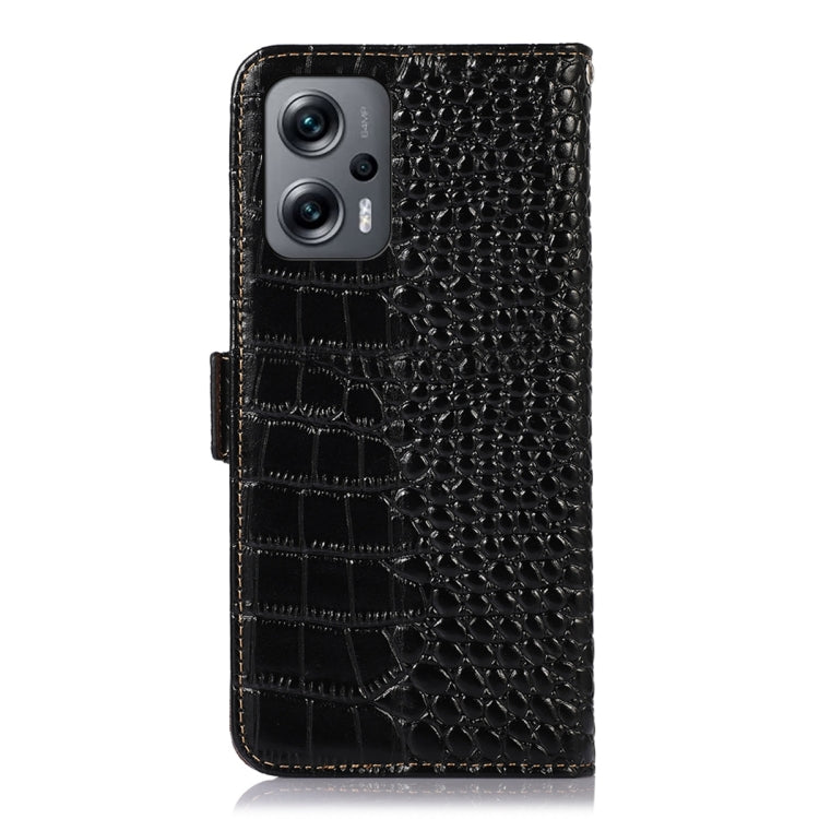For Xiaomi Redmi Note 12 Turbo Crocodile Top Layer Cowhide Leather Phone Case(Black) - Xiaomi Cases by PMC TechLife | Online Shopping South Africa | PMC TechLife