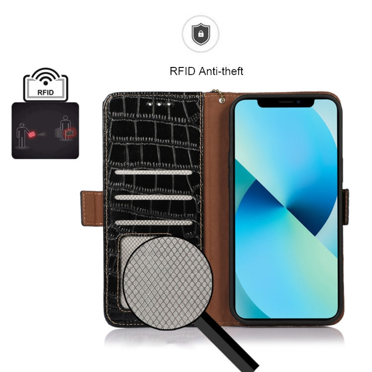 For Xiaomi Redmi Note 12 Turbo Crocodile Top Layer Cowhide Leather Phone Case(Black) - Xiaomi Cases by PMC TechLife | Online Shopping South Africa | PMC TechLife