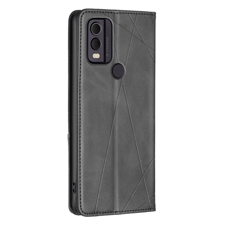 For Nokia C22 Rhombus Texture Magnetic Leather Phone Case(Black) - Nokia Cases by PMC Jewellery | Online Shopping South Africa | PMC Jewellery