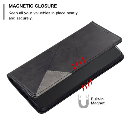 For Nokia C22 Rhombus Texture Magnetic Leather Phone Case(Black) - Nokia Cases by PMC Jewellery | Online Shopping South Africa | PMC Jewellery