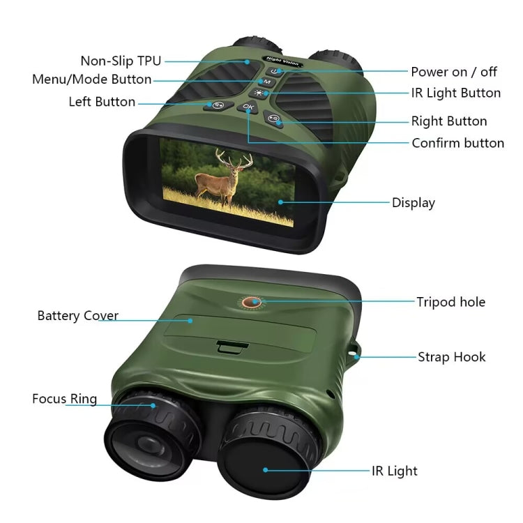 DT39 3 inch IPS Screen Binoculars Digital Binoculars Night Vision(Green) - free shipping - PMC TechLife - Order now!