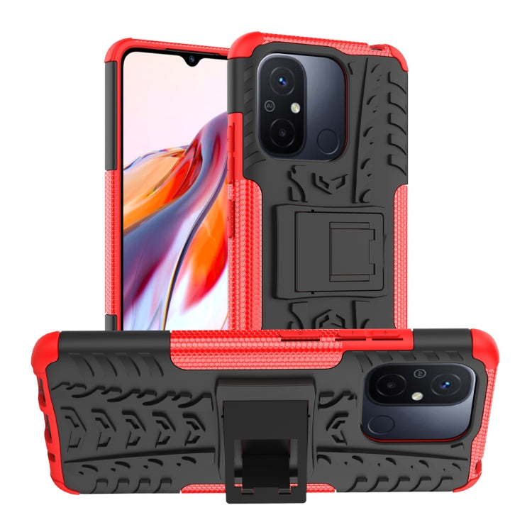 For Xiaomi Redmi 12C Tire Texture TPU + PC Phone Case with Holder(Red) - free shipping - PMC TechLife - Order now!
