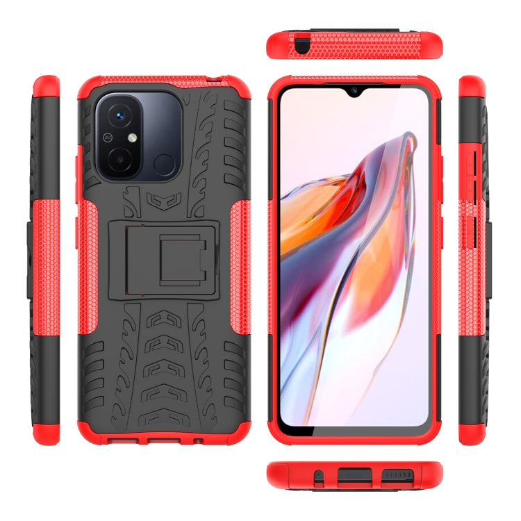 For Xiaomi Redmi 12C Tire Texture TPU + PC Phone Case with Holder(Red) - free shipping - PMC TechLife - Order now!