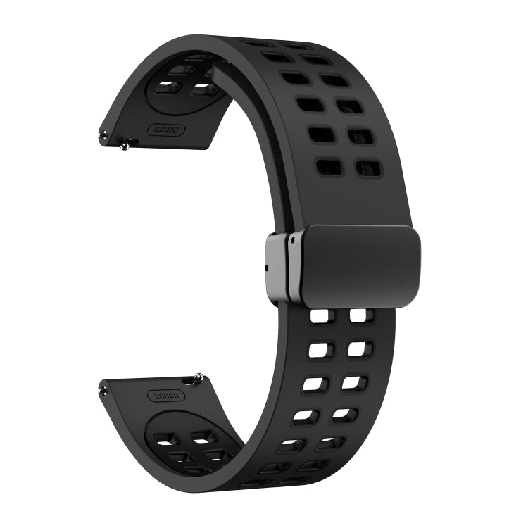 20mm Double-row Hole Folding Black Buckle Two-color Silicone Watch Band(Black) - Smart Wear by PMC Jewellery | Online Shopping South Africa | PMC Jewellery