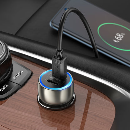 hoco Z48 Tough 40W Dual USB-C / Type-C Port Car Charger with Type-C to Type-C Cable(Metal Grey) - Car Charger by hoco | Online Shopping South Africa | PMC Jewellery