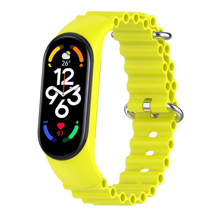 For Xiaomi Mi Band 7 / 6 / 5 / 4 / 3 Solid Color Marine Silicone Breathable Watch Band(Bright Yellow) - Smart Wear by PMC Jewellery | Online Shopping South Africa | PMC Jewellery