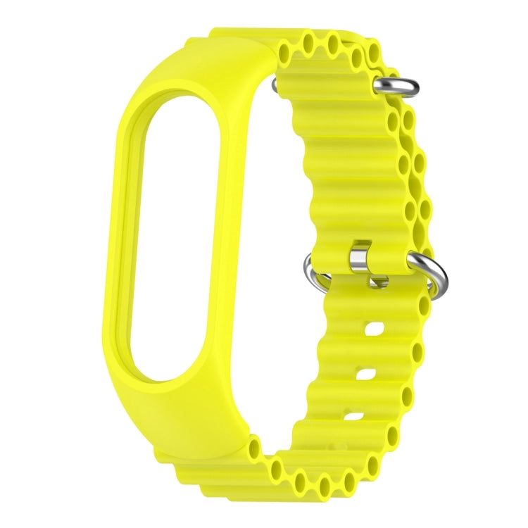 For Xiaomi Mi Band 7 / 6 / 5 / 4 / 3 Solid Color Marine Silicone Breathable Watch Band(Bright Yellow) - Smart Wear by PMC Jewellery | Online Shopping South Africa | PMC Jewellery