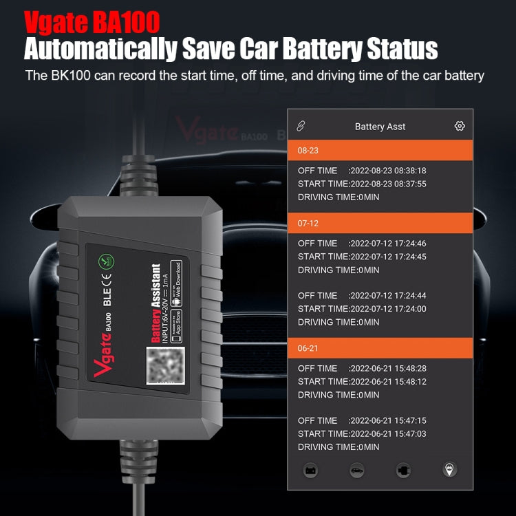 Vgate BA100 Car 12V Bluetooth 4.0 Battery Assistant Analyzer Tester - free shipping - PMC TechLife - Order now!