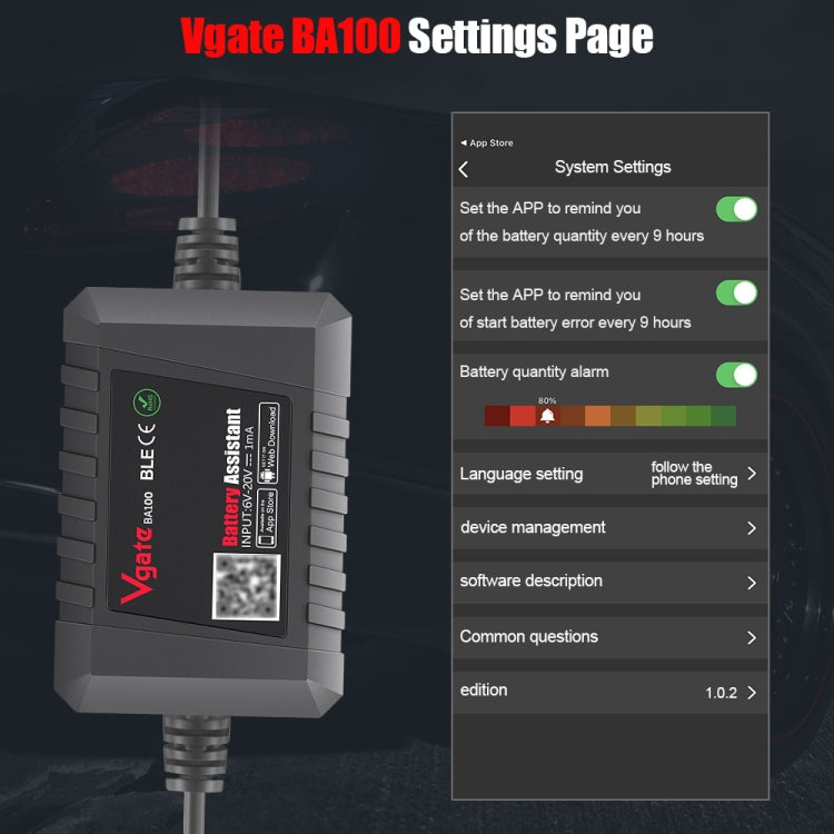 Vgate BA100 Car 12V Bluetooth 4.0 Battery Assistant Analyzer Tester - free shipping - PMC TechLife - Order now!