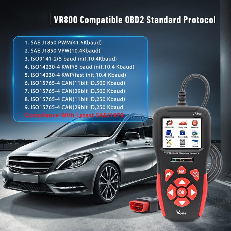 Vgate VR800 Car Code Reader OBD2 Diagnostic Scanner - Code Readers & Scan Tools by Vgate | Online Shopping South Africa | PMC Jewellery | Buy Now Pay Later Mobicred