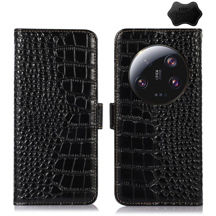 For Xiaomi 13 Ultra Crocodile Top Layer Cowhide Leather Phone Case(Black) - 13 Ultra Cases by PMC TechLife | Online Shopping South Africa | PMC TechLife
