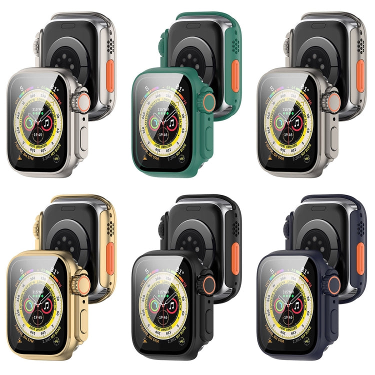 For Apple Watch Series 8 & 7 41mm Tempered Film + PC Integrated Watch Protective Case(Starlight Color) - Watch Cases by PMC Jewellery | Online Shopping South Africa | PMC Jewellery