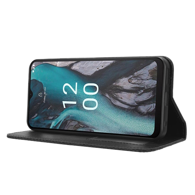 For Nokia C22 Magnetic Buckle Retro Texture Leather Phone Case(Black) - Nokia Cases by PMC Jewellery | Online Shopping South Africa | PMC Jewellery