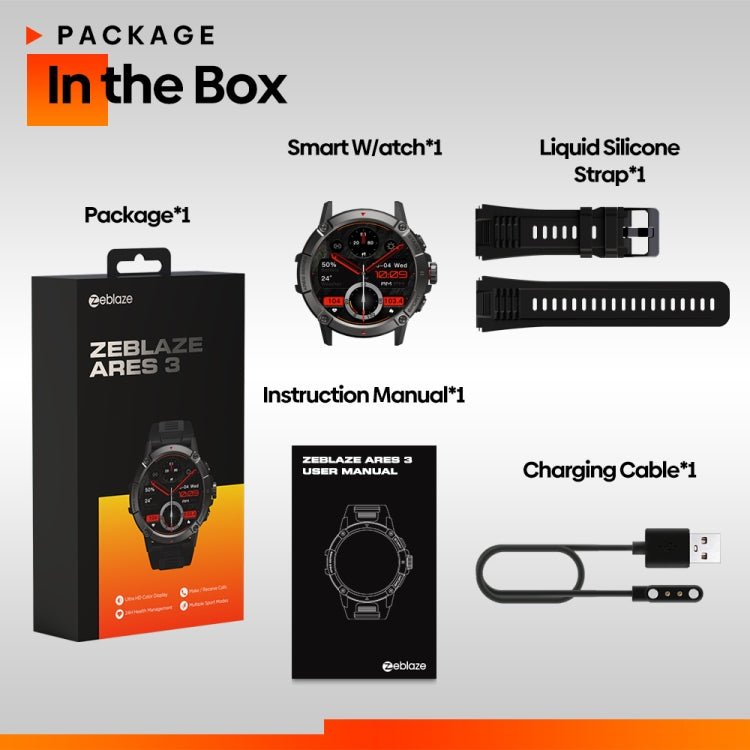 Zeblaze Ares 3 1.52 inch IPS Screen Smart Watch Supports Health Monitoring / Voice Calls(Meteorite Black) - Smart Watches by Zeblaze | Online Shopping South Africa | PMC Jewellery