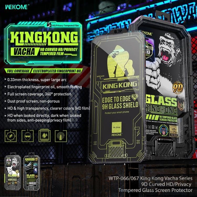 For iPhone 14 WK WTP-067 King Kong Vacha 9D Curved Privacy Tempered Glass Film(Black) - iPhone 14 Tempered Glass by WK | Online Shopping South Africa | PMC Jewellery