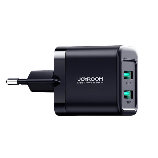 JOYROOM JR-TCN01 2.4A Dual Ports USB Charger, Plug:EU Plug(Black) - USB Charger by JOYROOM | Online Shopping South Africa | PMC Jewellery