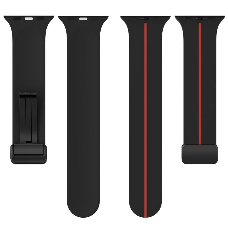 Two Color Folding Buckle Silicone Watch Band For Apple Watch SE 2022 40mm(Black+Red) -  by PMC Jewellery | Online Shopping South Africa | PMC Jewellery