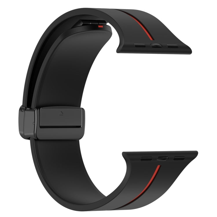 Two Color Folding Buckle Silicone Watch Band For Apple Watch SE 44mm(Black+Red) -  by PMC Jewellery | Online Shopping South Africa | PMC Jewellery