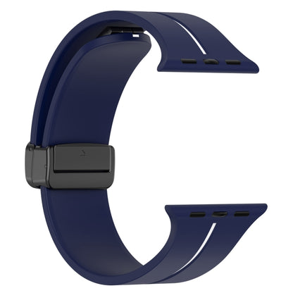 Two Color Folding Buckle Silicone Watch Band For Apple Watch SE 44mm(Midnight Blue+White) -  by PMC Jewellery | Online Shopping South Africa | PMC Jewellery