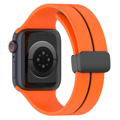 Two Color Folding Buckle Silicone Watch Band For Apple Watch 5 44mm(Orange+Black) -  by PMC Jewellery | Online Shopping South Africa | PMC Jewellery