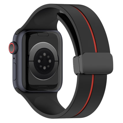 Two Color Folding Buckle Silicone Watch Band For Apple Watch 3 42mm(Black+Red) -  by PMC Jewellery | Online Shopping South Africa | PMC Jewellery