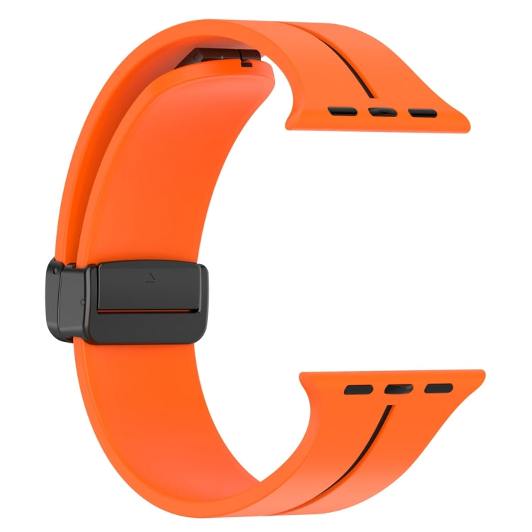 Two Color Folding Buckle Silicone Watch Band For Apple Watch 2 38mm(Orange+Black) -  by PMC Jewellery | Online Shopping South Africa | PMC Jewellery